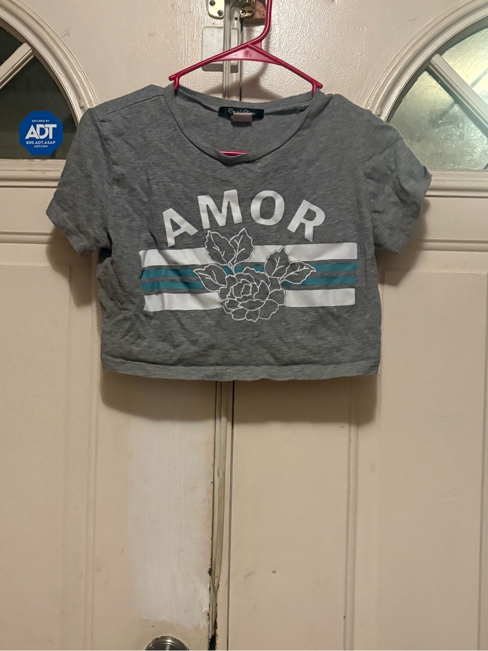 Amor Graphic Crop Tee - Gray